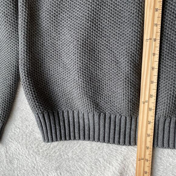 IZOD Fair Isle Sweater Men Size M Gray 1/4 Zip Cotton Blend Aspen Preppy Cottage - Picture 7 of 8